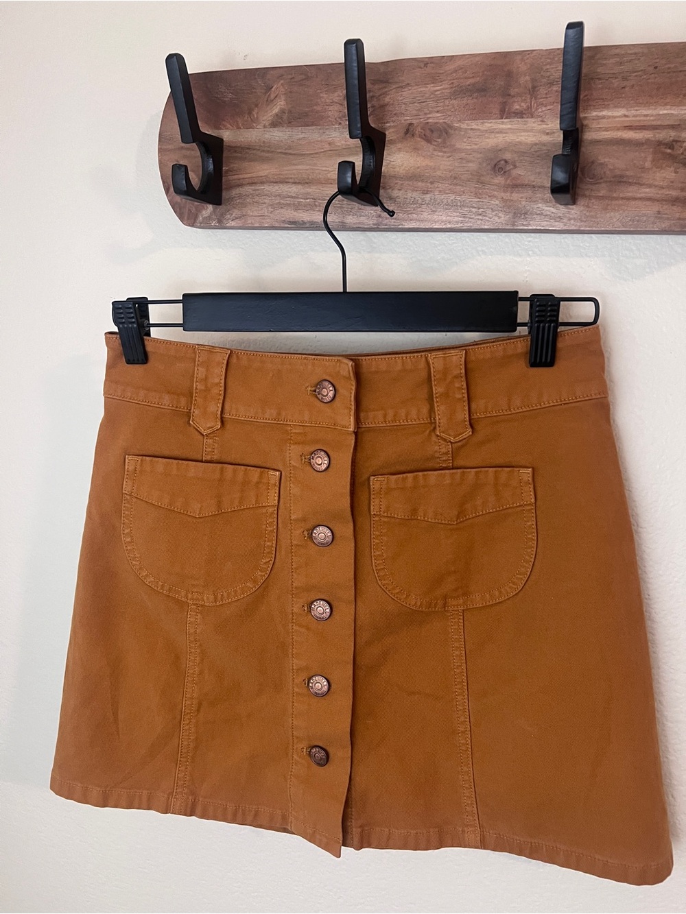 Madewell Button Front Rust Brown Denim Mini Skirt Size 2